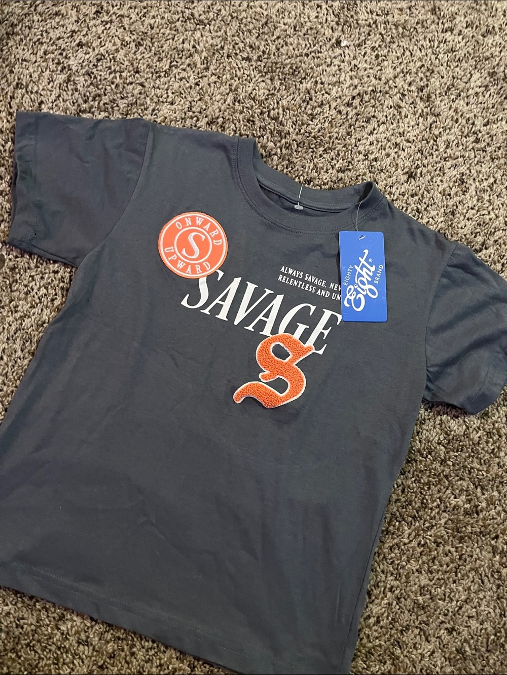 Salvage Kids Short Sleeve Tee in Charcoal with Orange Accents